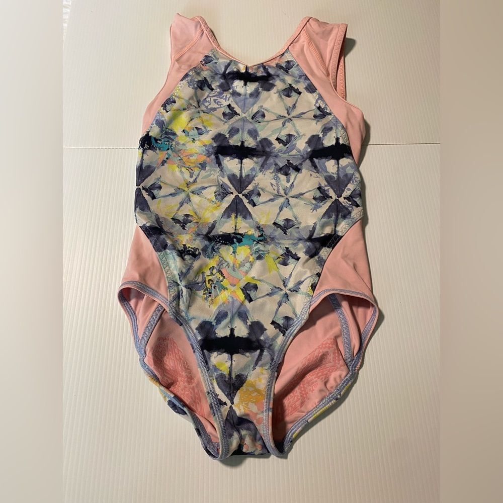 Ivivva Lululemon kids gymnastics tank practice Leotard pastel pink blue 12